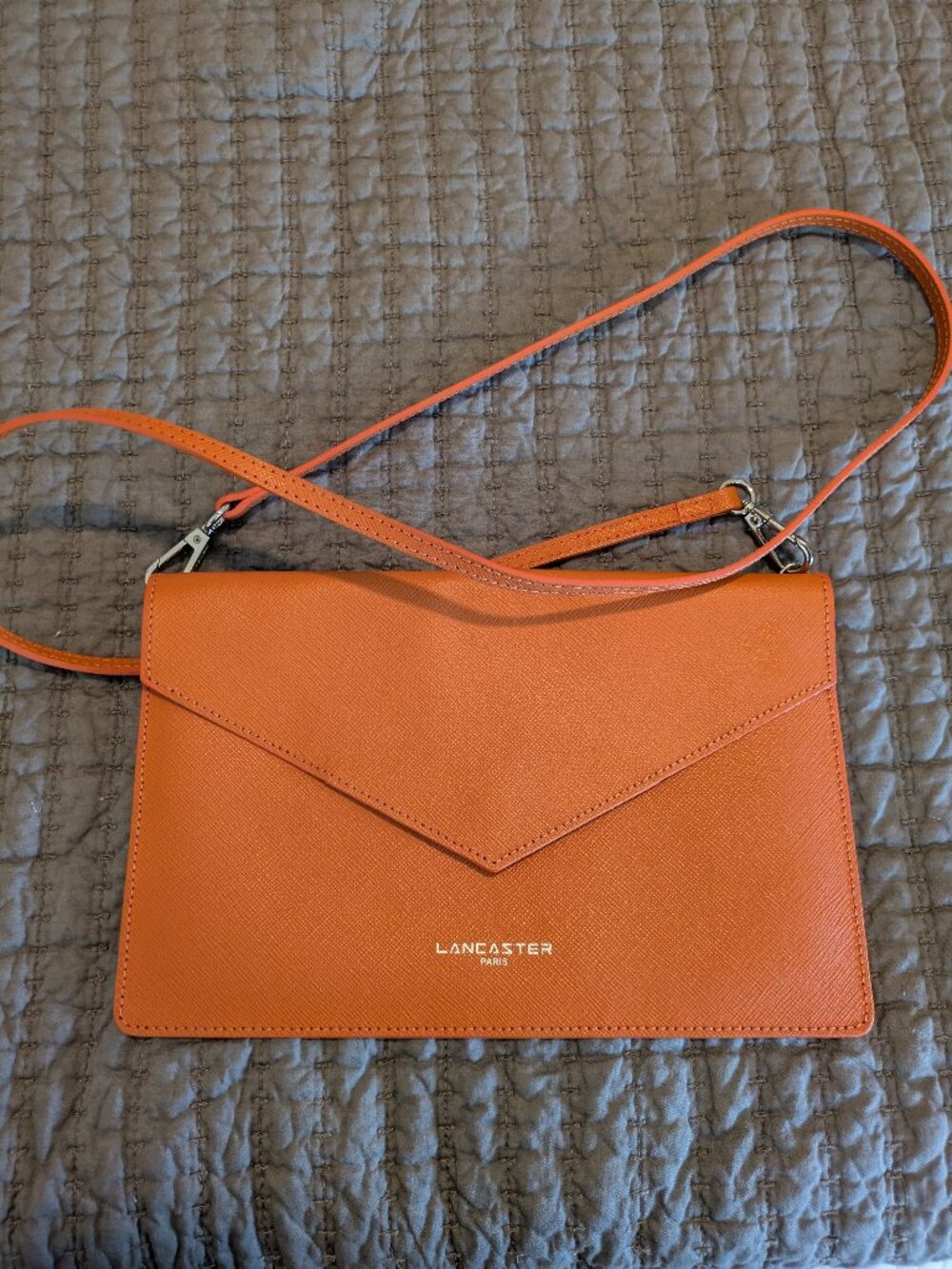 Lancaster Paris Pur & Element City Clutch Bag Bright Orange.